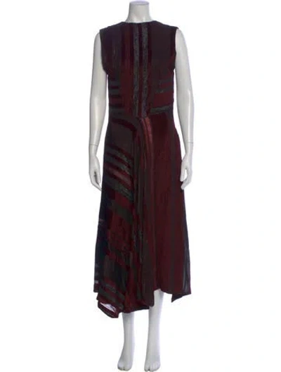 Pre-owned Zero + Maria Cornejo Striped Long Dress In Burgundy