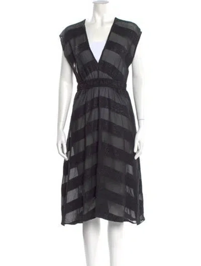 Pre-owned Zero + Maria Cornejo Striped Midi Length Dress In Black