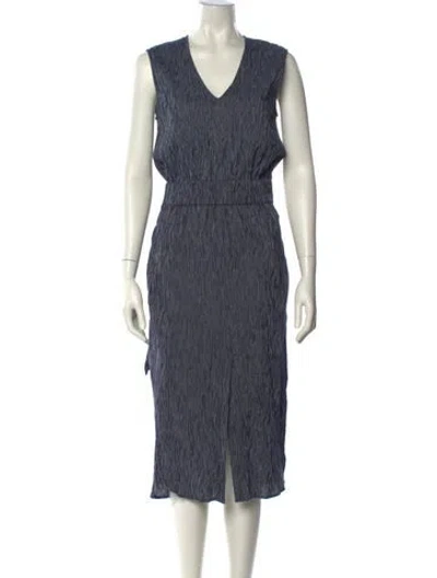 Pre-owned Zero + Maria Cornejo Striped Midi Length Dress In Blue