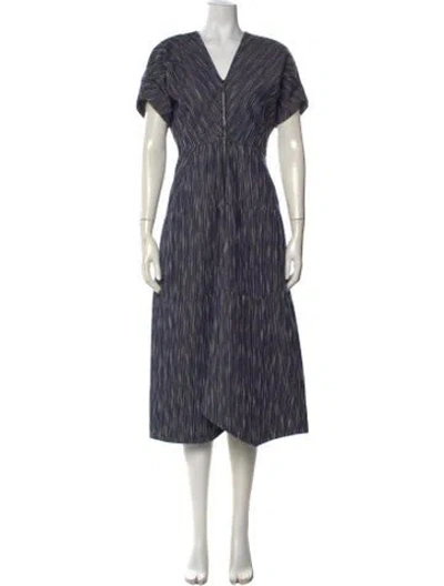 Pre-owned Zero + Maria Cornejo Striped Midi Length Dress In Blue