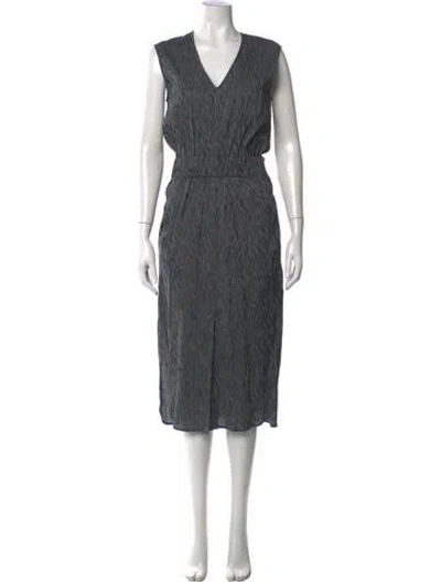 Pre-owned Zero + Maria Cornejo Striped Midi Length Dress In Gray