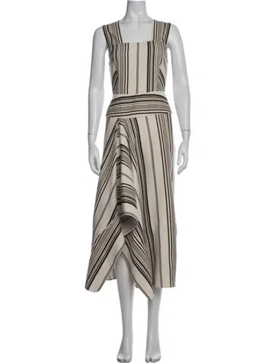 Pre-owned Zero + Maria Cornejo Striped Midi Length Dress In Neutrals