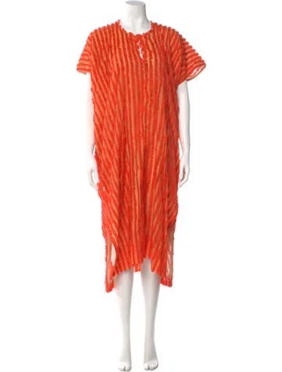 Pre-owned Zero + Maria Cornejo Striped Midi Length Dress In Orange