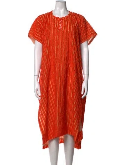 Pre-owned Zero + Maria Cornejo Striped Midi Length Dress In Orange