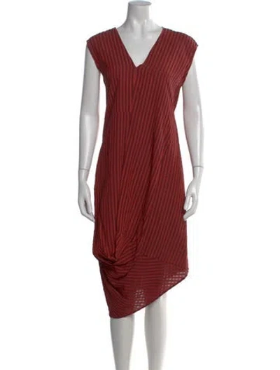 Pre-owned Zero + Maria Cornejo Striped Midi Length Dress In Red