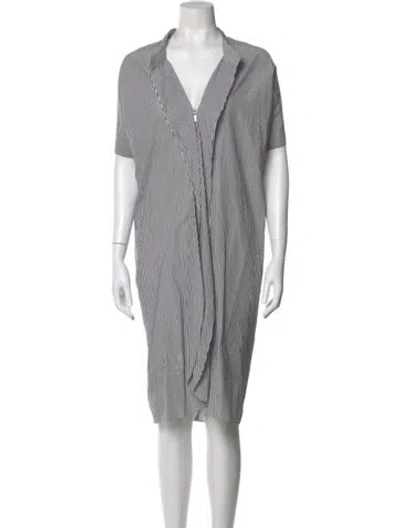 Pre-owned Zero + Maria Cornejo Striped Midi Length Dress In White