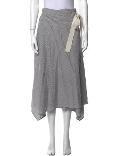 Pre-owned Zero + Maria Cornejo Striped Midi Length Skirt In Black/white