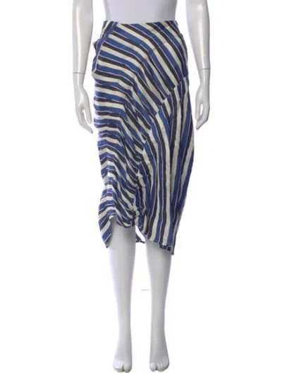 Pre-owned Zero + Maria Cornejo Striped Midi Length Skirt In Blue