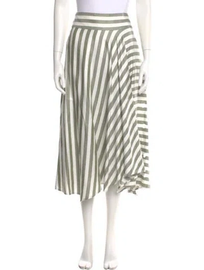 Pre-owned Zero + Maria Cornejo Striped Midi Length Skirt In White