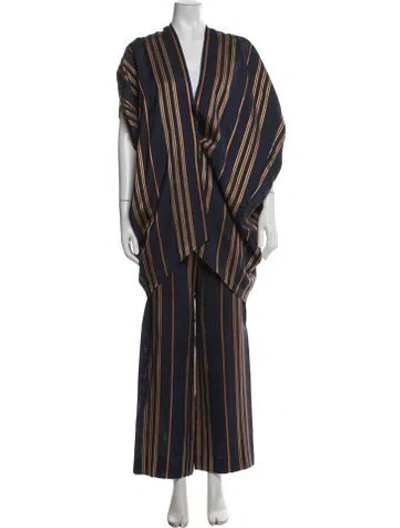 Pre-owned Zero + Maria Cornejo Striped Pant Set In Blue