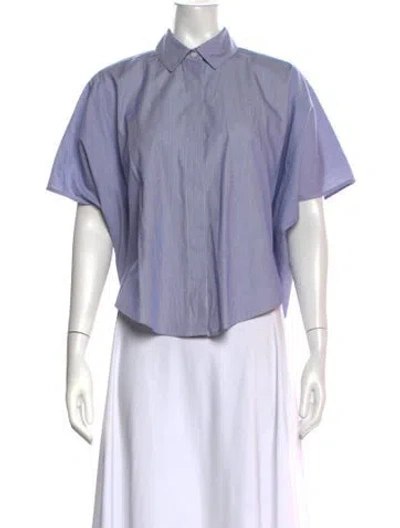 Pre-owned Zero + Maria Cornejo Striped Short Sleeve Top In Blue