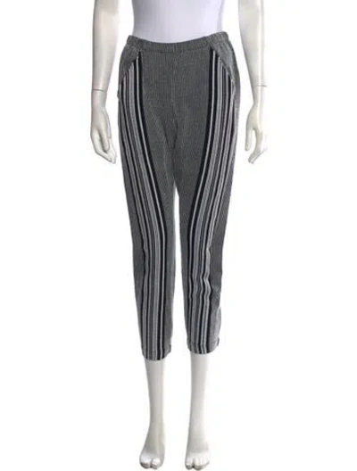 Pre-owned Zero + Maria Cornejo Striped Straight Leg Pants In White