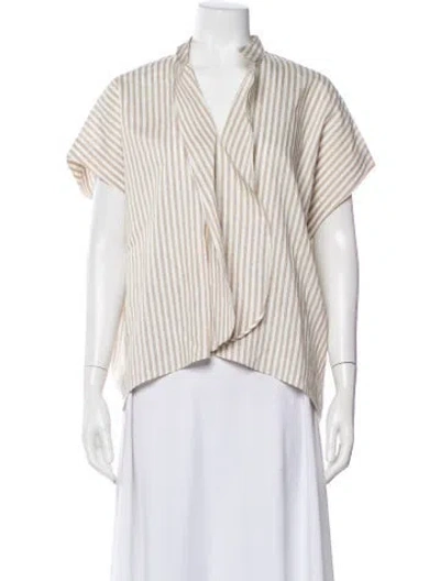 Pre-owned Zero + Maria Cornejo Striped V-neck Top In Neutral