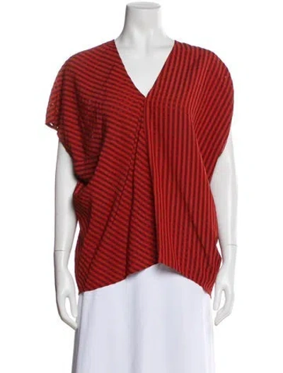 Pre-owned Zero + Maria Cornejo Striped V-neck Top In Red