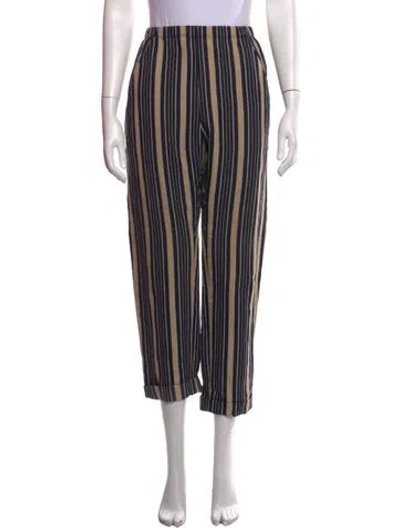 Pre-owned Zero + Maria Cornejo Striped Wide Leg Pants In Brown