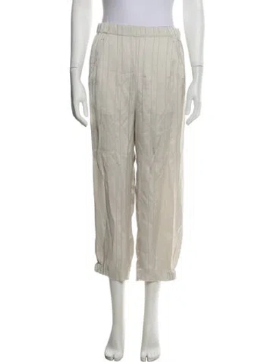 Pre-owned Zero + Maria Cornejo Striped Wide Leg Pants In Neutrals
