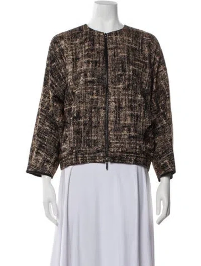 Pre-owned Zero + Maria Cornejo Tweed Pattern Evening Jacket In Brown