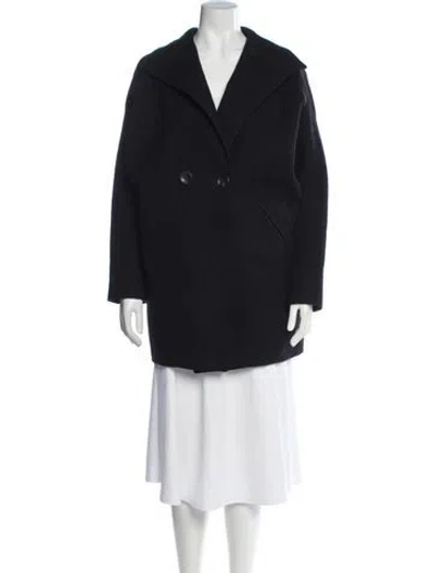 Pre-owned Zero + Maria Cornejo Virgin Wool Coat In Blue