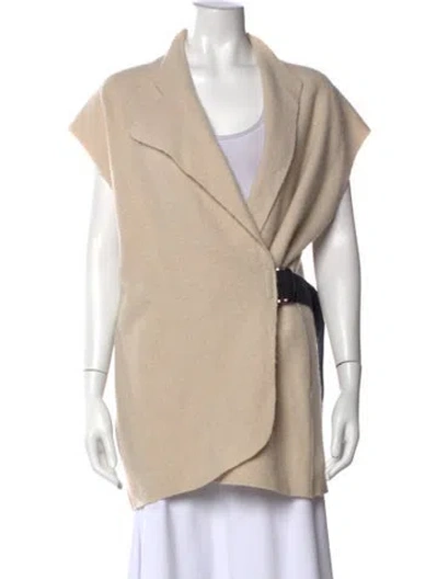 Pre-owned Zero + Maria Cornejo Virgin Wool Open Front Sweater In Neutral
