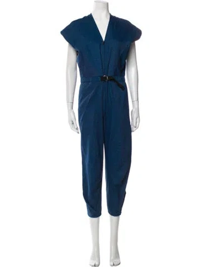 Pre-owned Zero + Maria Cornejo V-neck Jumpsuit In Blue