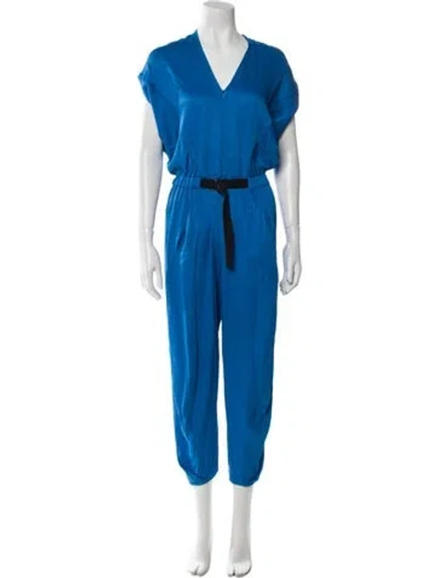 Pre-owned Zero + Maria Cornejo V-neck Jumpsuit In Blue