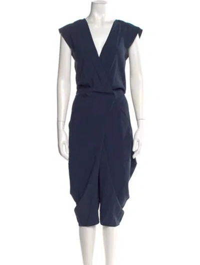 Pre-owned Zero + Maria Cornejo V-neck Jumpsuit In Blue