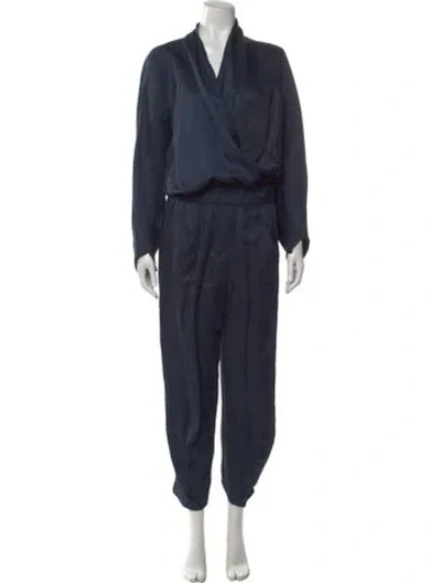 Pre-owned Zero + Maria Cornejo V-neck Jumpsuit In Blue