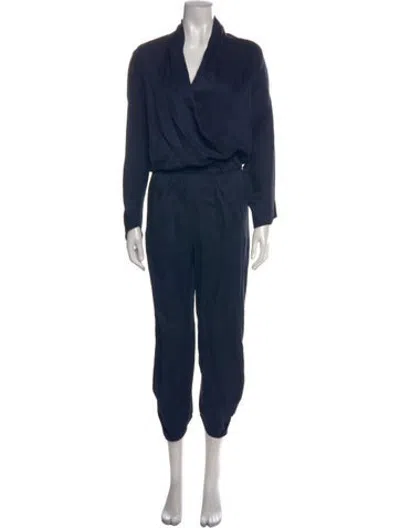 Pre-owned Zero + Maria Cornejo V-neck Jumpsuit In Blue