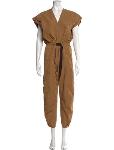 Pre-owned Zero + Maria Cornejo V-neck Jumpsuit In Neutrals