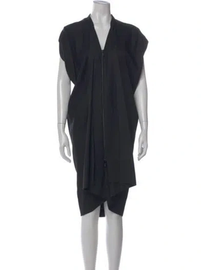 Pre-owned Zero + Maria Cornejo V-neck Knee-length Dress In Black