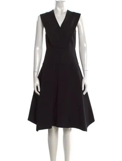 Pre-owned Zero + Maria Cornejo V-neck Knee-length Dress In Black