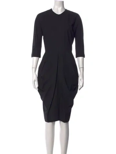 Pre-owned Zero + Maria Cornejo V-neck Knee-length Dress In Black