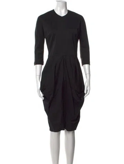 Pre-owned Zero + Maria Cornejo V-neck Knee-length Dress In Black