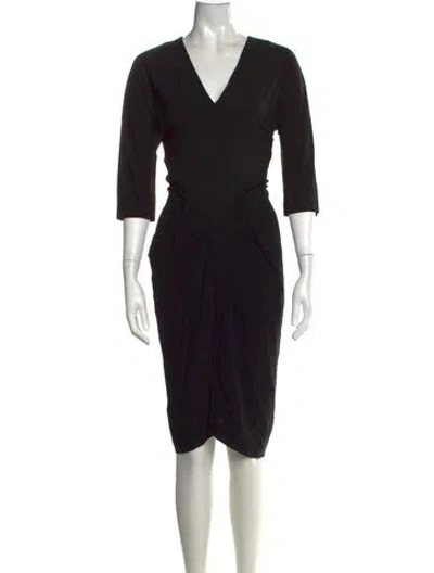 Pre-owned Zero + Maria Cornejo V-neck Knee-length Dress In Black