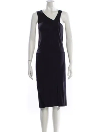 Pre-owned Zero + Maria Cornejo V-neck Knee-length Dress In Blue