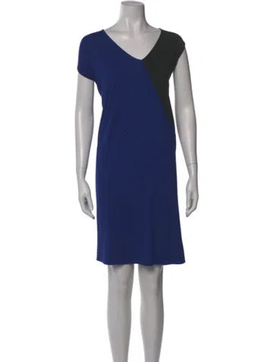 Pre-owned Zero + Maria Cornejo V-neck Knee-length Dress In Blue
