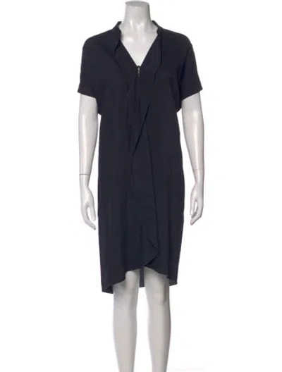 Pre-owned Zero + Maria Cornejo V-neck Knee-length Dress In Blue