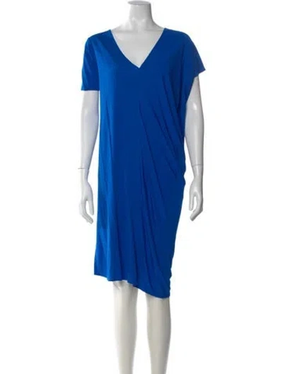 Pre-owned Zero + Maria Cornejo V-neck Knee-length Dress In Blue