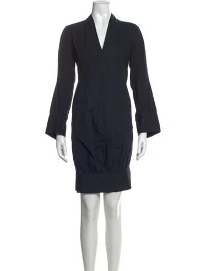 Pre-owned Zero + Maria Cornejo V-neck Knee-length Dress In Blue