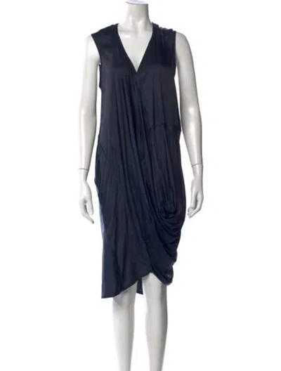 Pre-owned Zero + Maria Cornejo V-neck Knee-length Dress In Blue