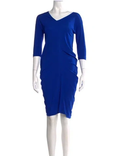 Pre-owned Zero + Maria Cornejo V-neck Knee-length Dress In Blue