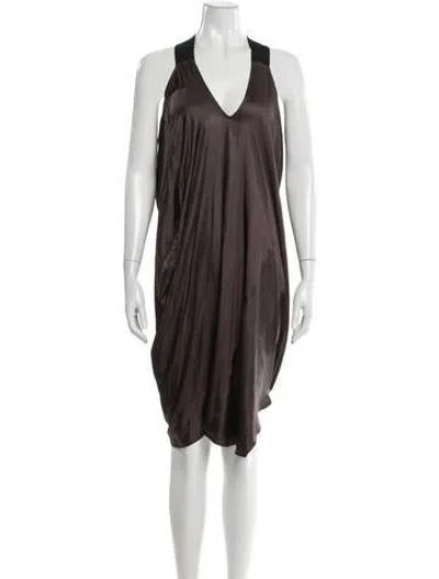 Pre-owned Zero + Maria Cornejo V-neck Knee-length Dress In Brown