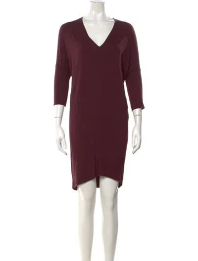 Pre-owned Zero + Maria Cornejo V-neck Knee-length Dress In Burgundy