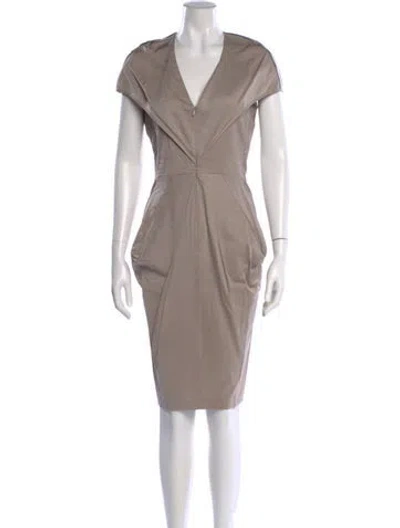 Pre-owned Zero + Maria Cornejo V-neck Knee-length Dress In Neutral