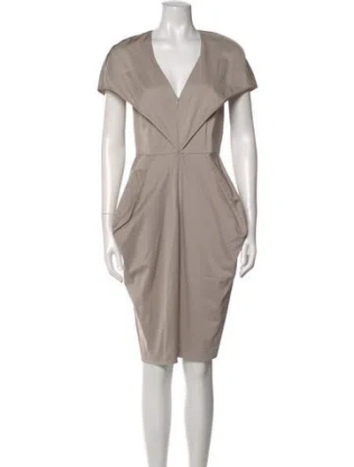 Pre-owned Zero + Maria Cornejo V-neck Knee-length Dress In Neutral