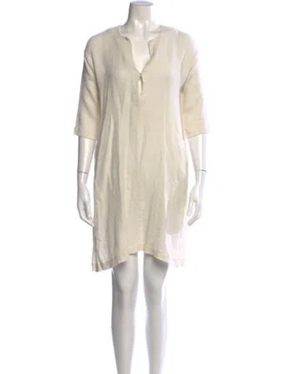 Pre-owned Zero + Maria Cornejo V-neck Knee-length Dress In Neutrals