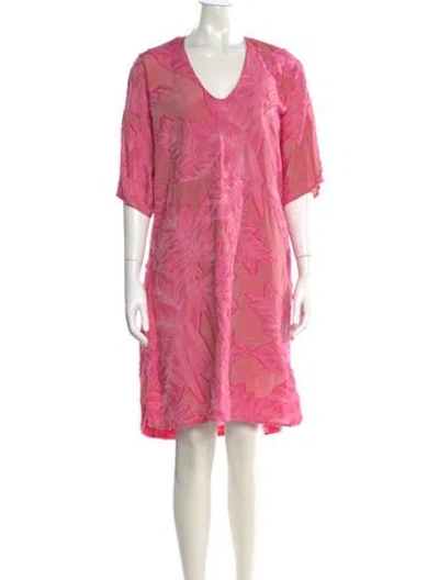Pre-owned Zero + Maria Cornejo V-neck Knee-length Dress In Pink