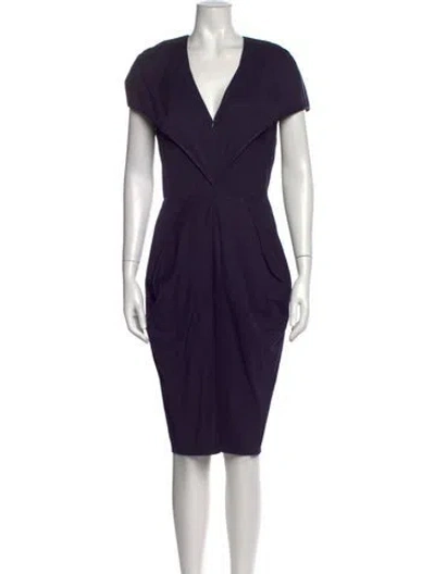 Pre-owned Zero + Maria Cornejo V-neck Knee-length Dress In Purple