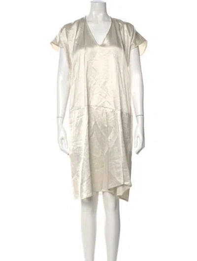 Pre-owned Zero + Maria Cornejo V-neck Knee-length Dress In White