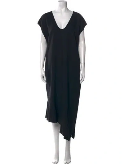 Pre-owned Zero + Maria Cornejo V-neck Long Dress In Black